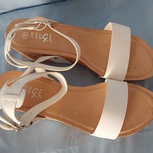 White sandal wedges